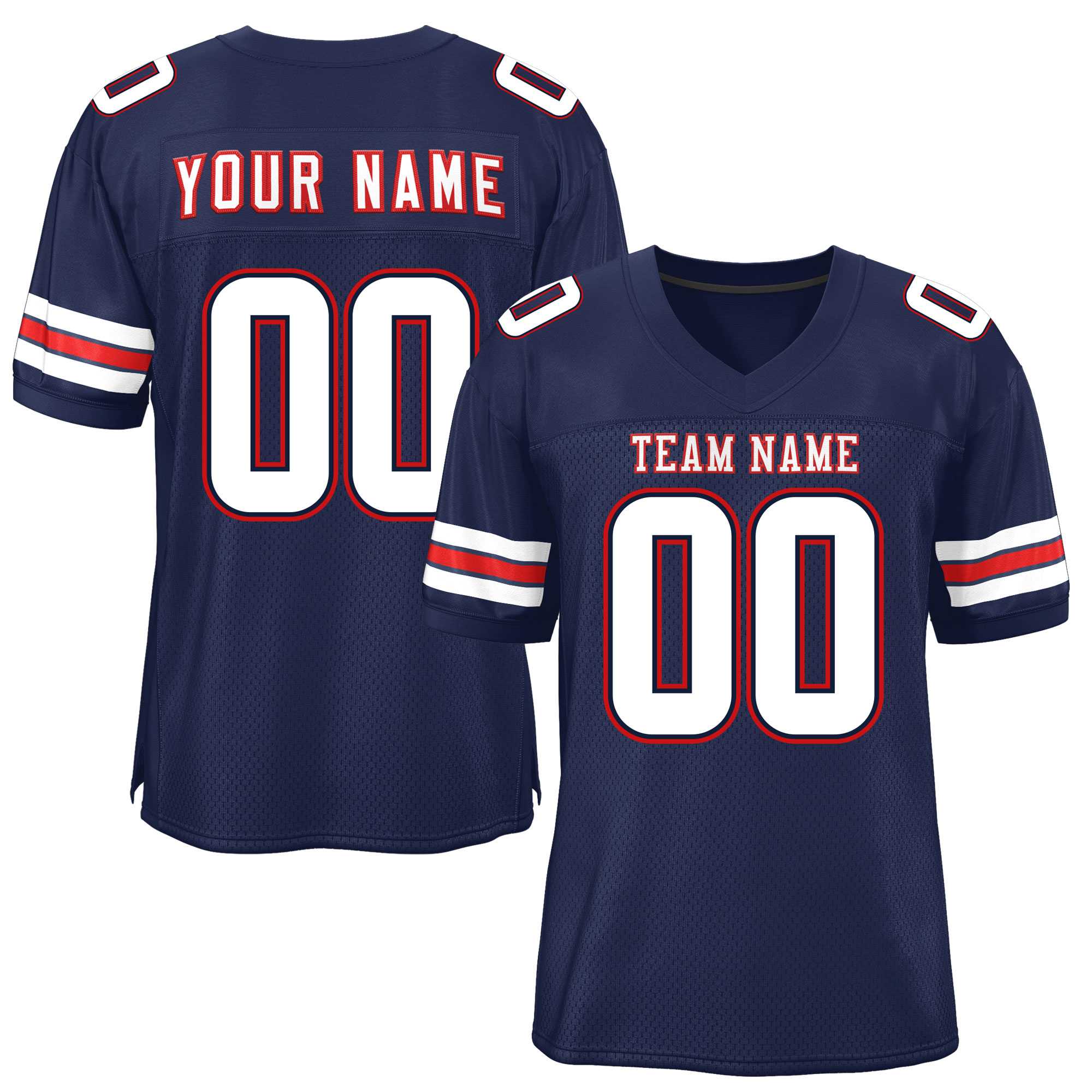 Custom Navy White-Red Classic Style Mesh American Football Jersey | KXKSHOP