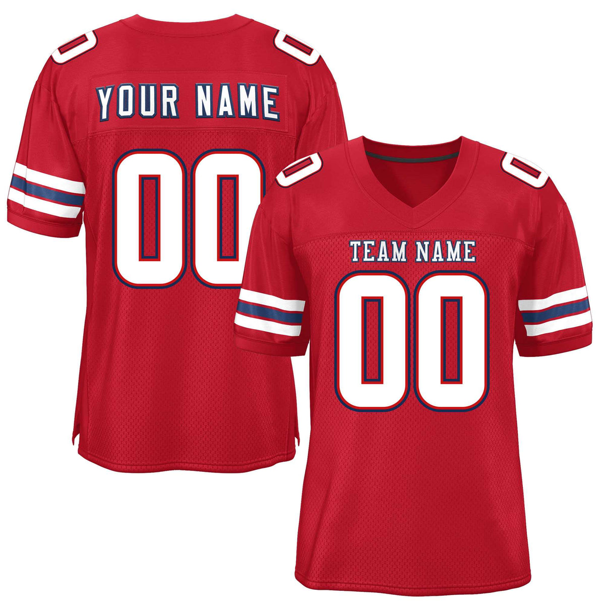 Custom Red White-Navy Classic Style Mesh American Football Jersey | KXKSHOP