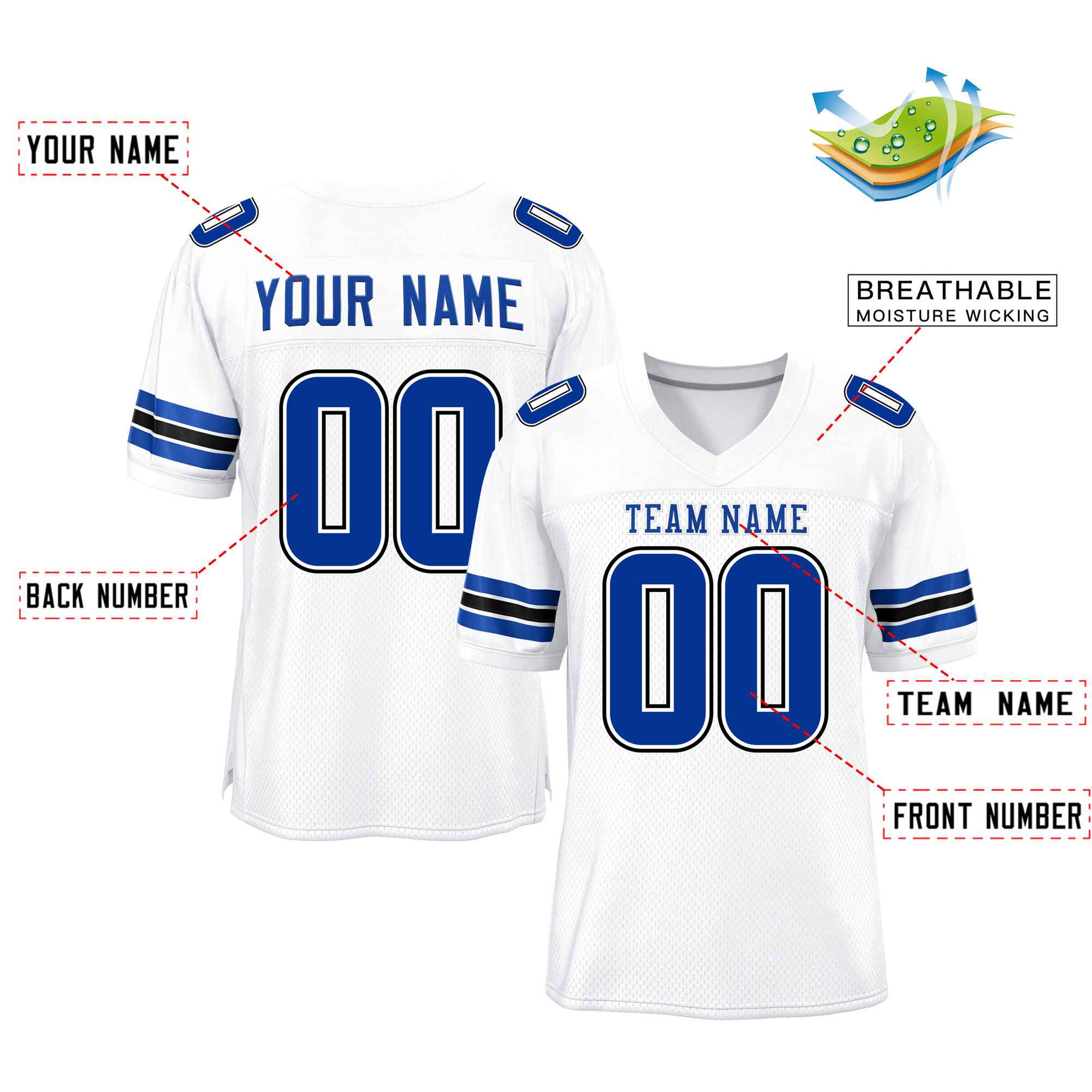 Custom Red Navy-White Classic Style Mesh American Football Jersey | KXKSHOP