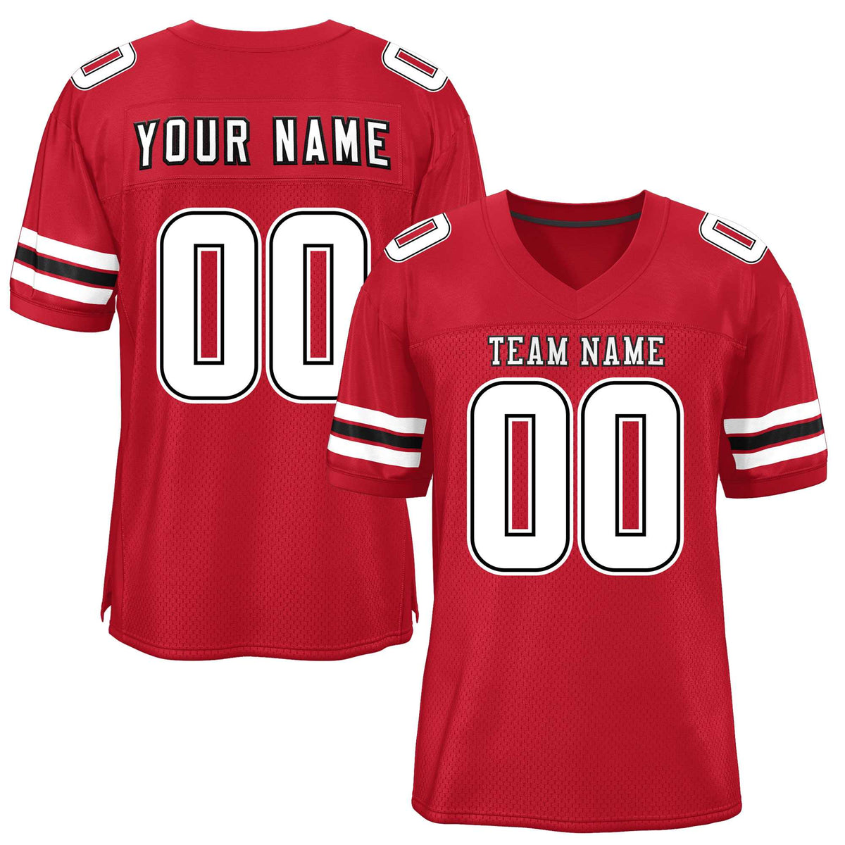 Custom Red White-Black Classic Style Mesh American Football Jersey | KXKSHOP
