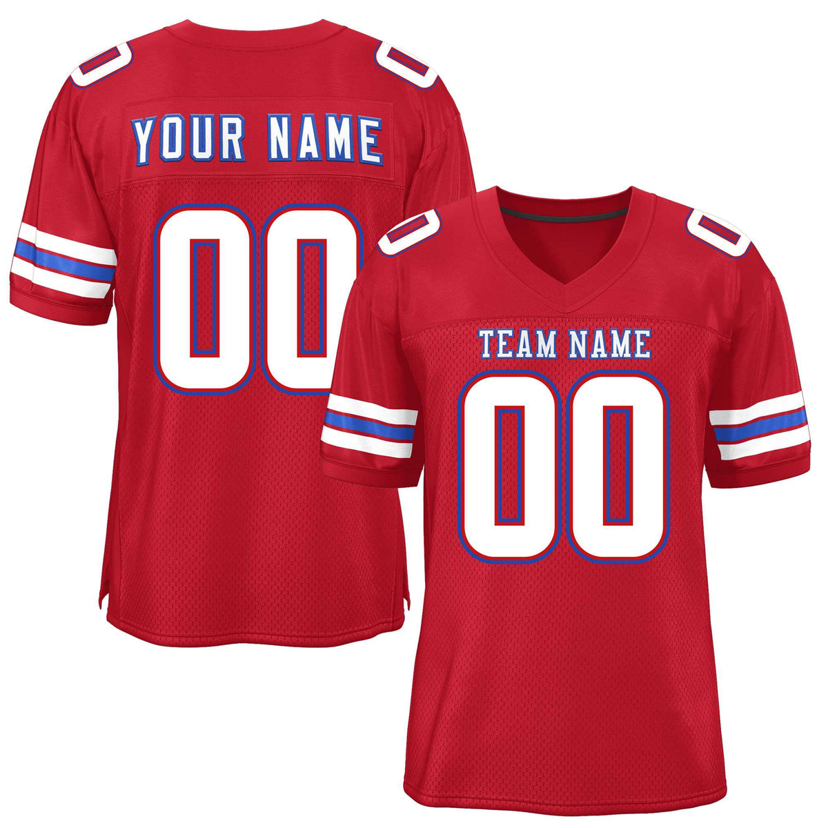 Custom Red White-Royal Classic Style Mesh American Football Jersey | KXKSHOP