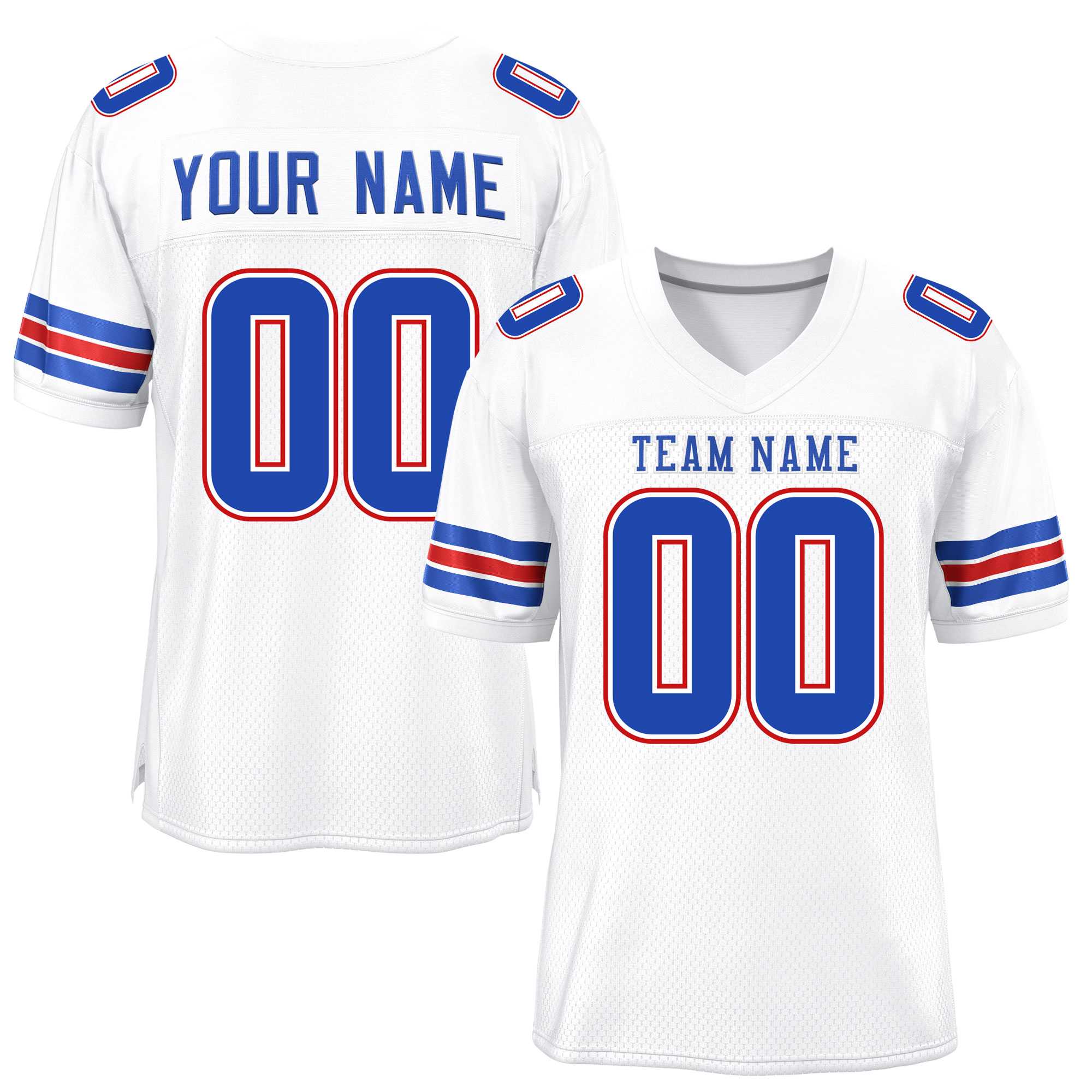 Custom White Royal-Red Classic Style Mesh American Football Jersey | KXKSHOP
