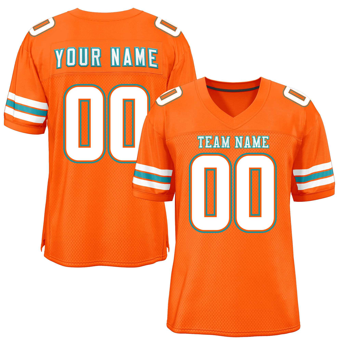 Custom Orange White-Aqua Classic Style Mesh American Football Jersey | KXKSHOP