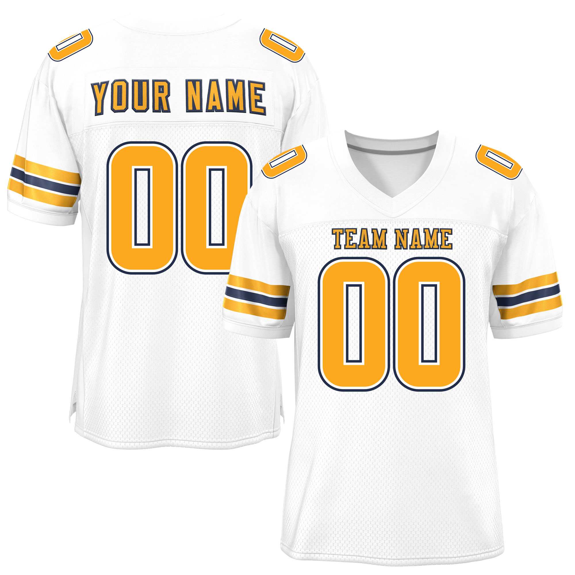 Custom White Yellow-Navy Classic Style Mesh American Football Jersey | KXKSHOP