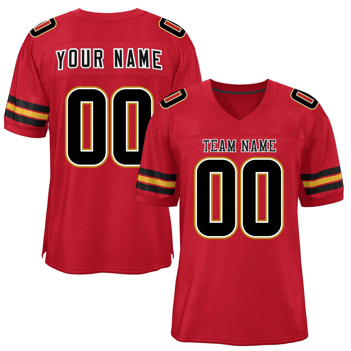 Custom Red Black-Old Gold Classic Style Mesh American Football Jersey | KXKSHOP