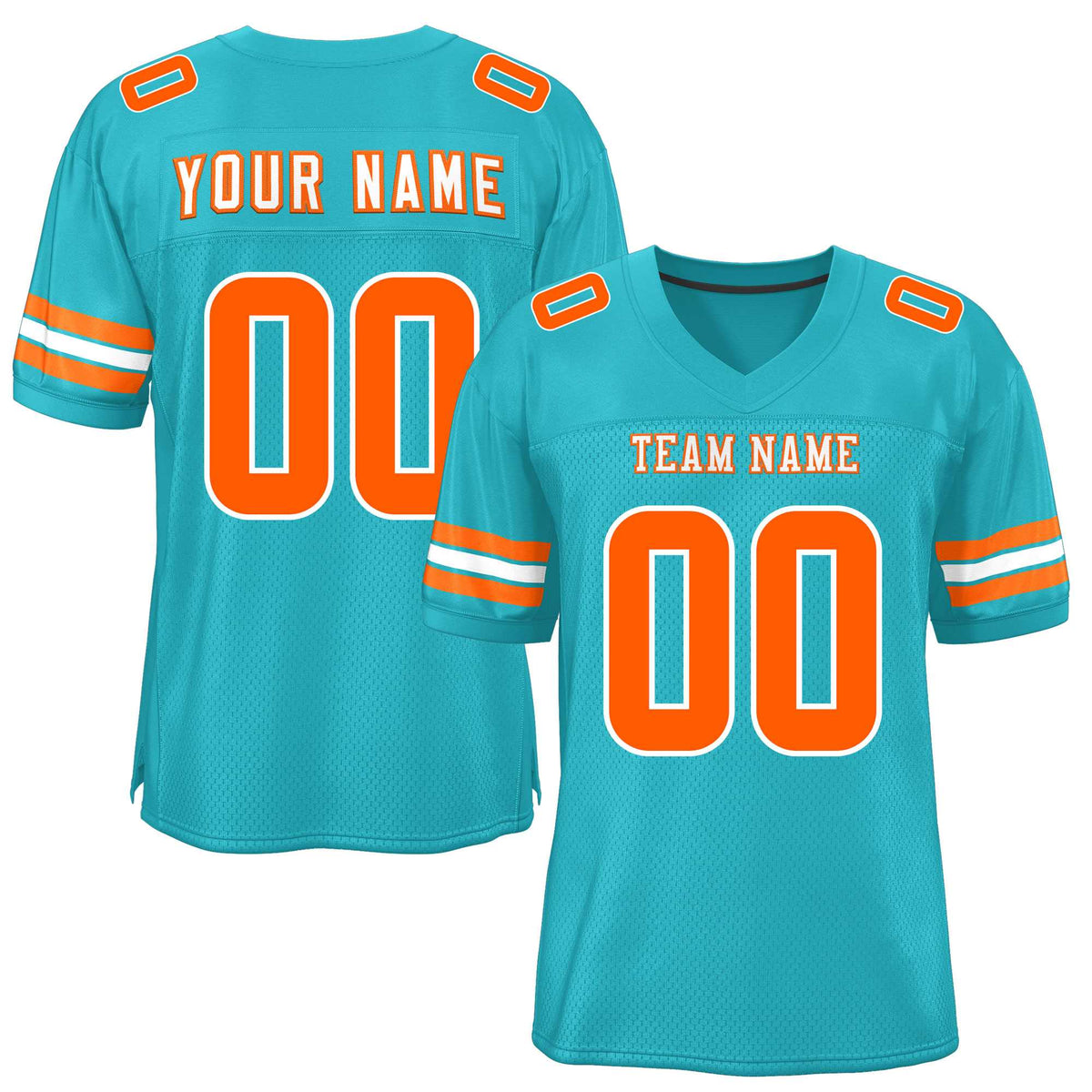 Custom Aqua Orange-White Classic Style Mesh American Football Jersey | KXKSHOP