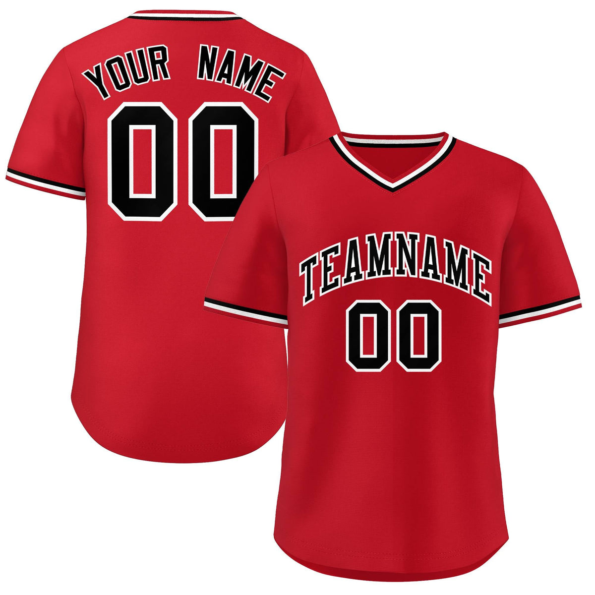 Custom Red Black-White Classic Style Outdoor Authentic Pullover Baseball Jersey