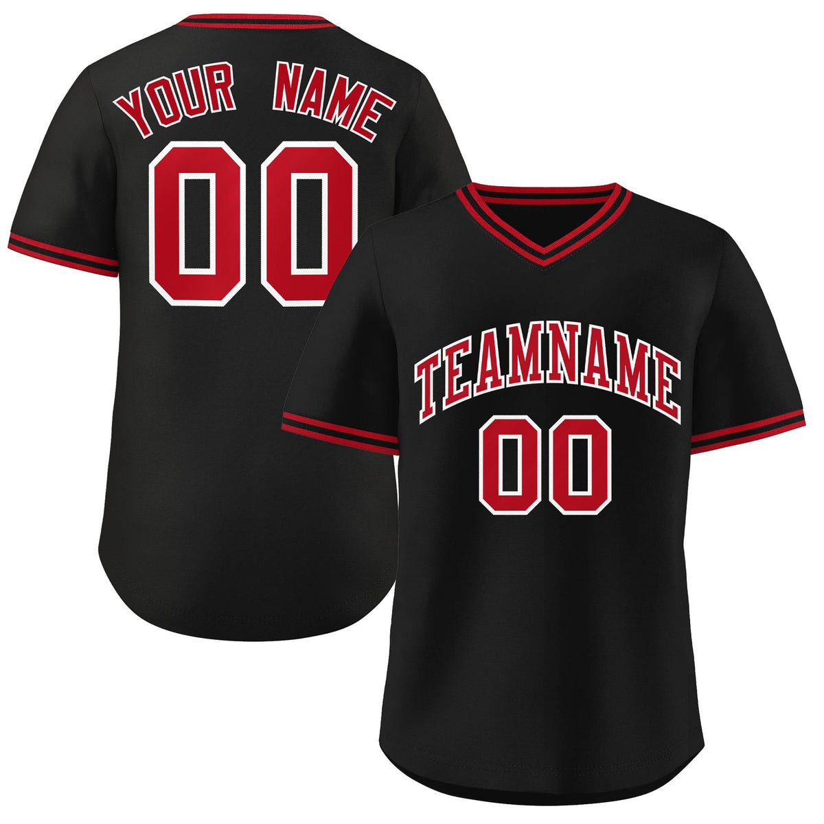 Custom Black Red-Black Classic Style Outdoor Authentic Pullover Baseball Jersey