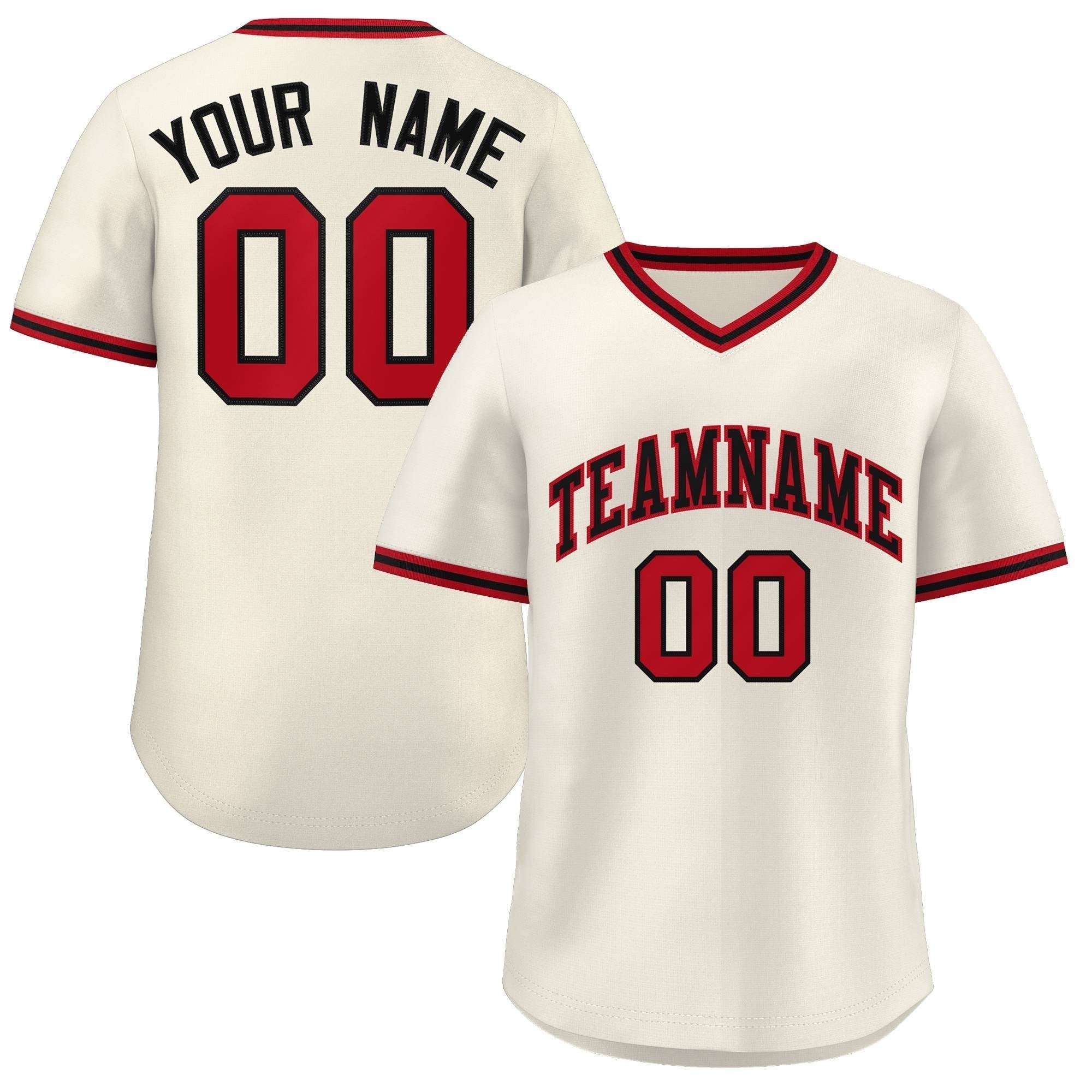 Maillot de baseball d'extérieur authentique, style classique, rouge et noir, crème personnalisé