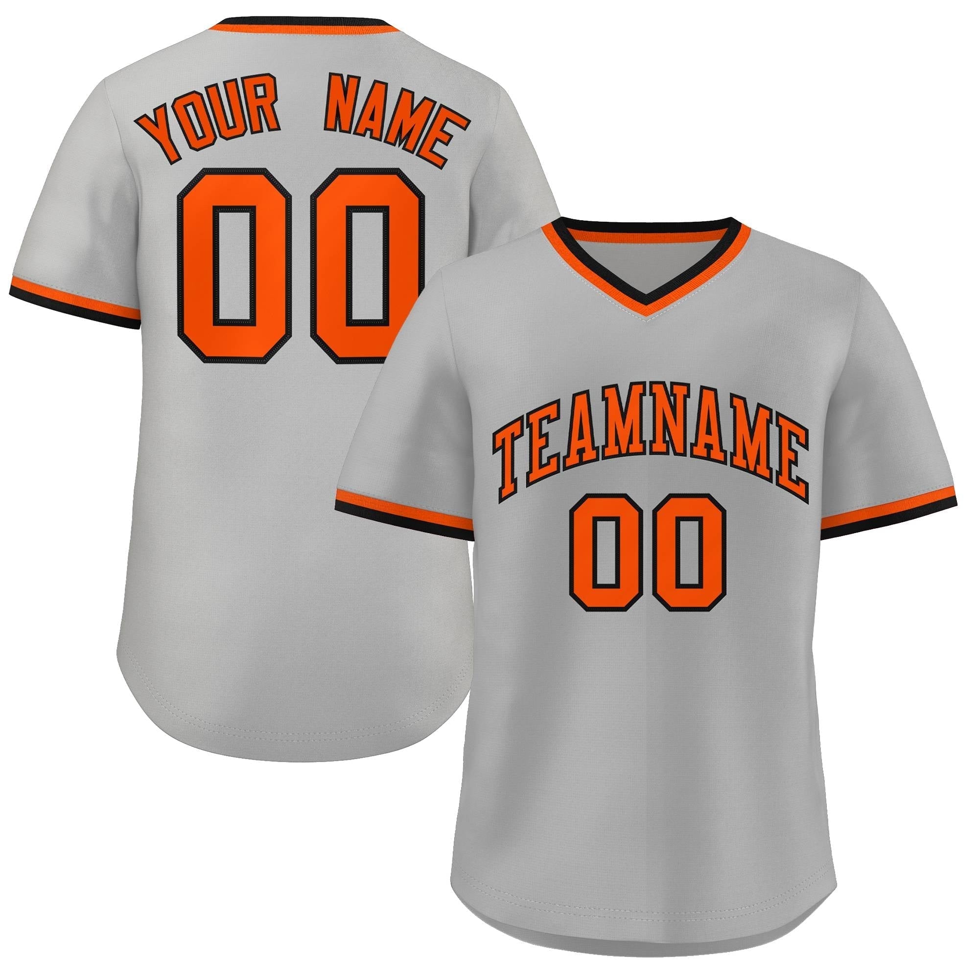 Custom Gray Black-Orange Classic Style Outdoor Authentic Pullover Baseball Jersey