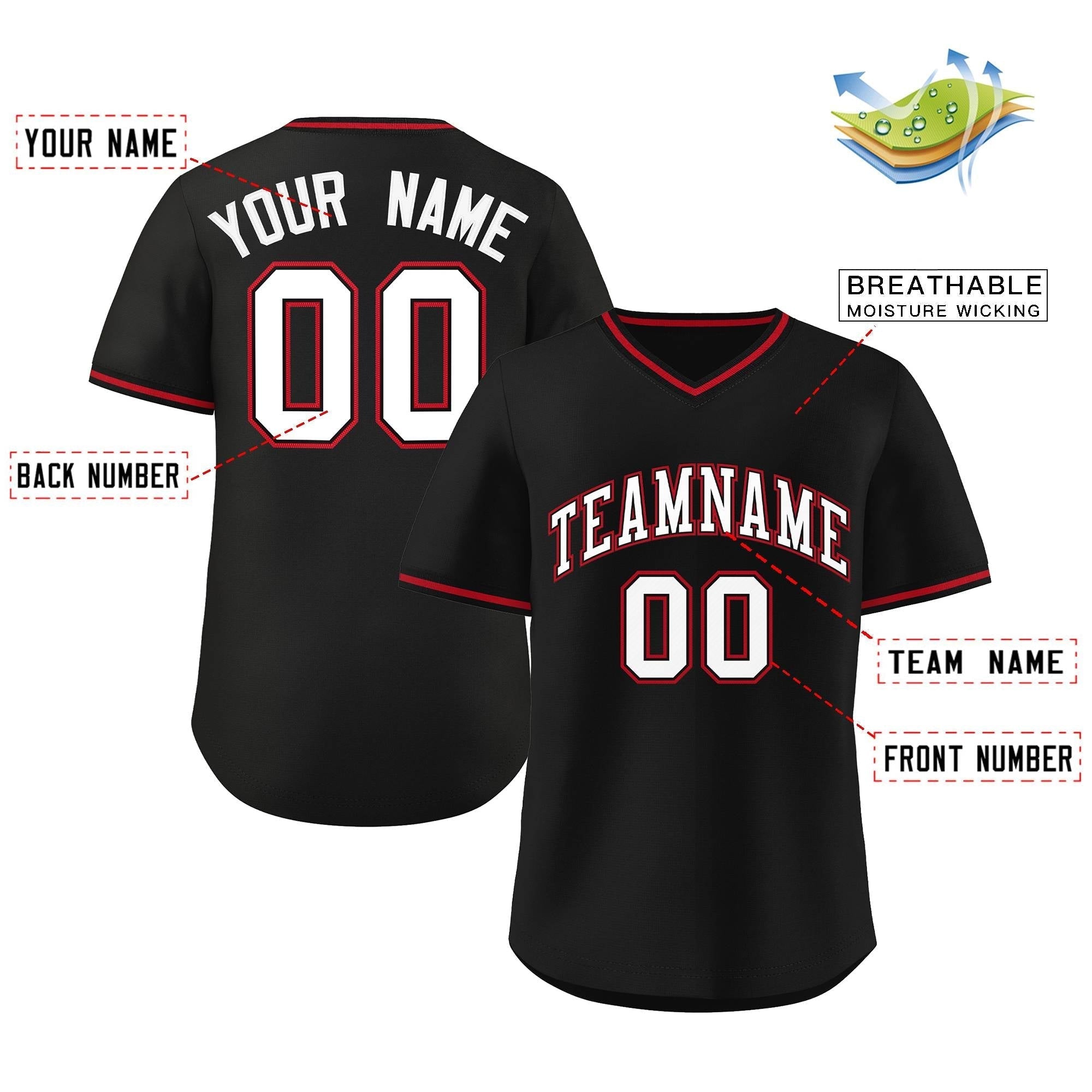 Maillot de baseball d'extérieur noir classique personnalisé, authentique