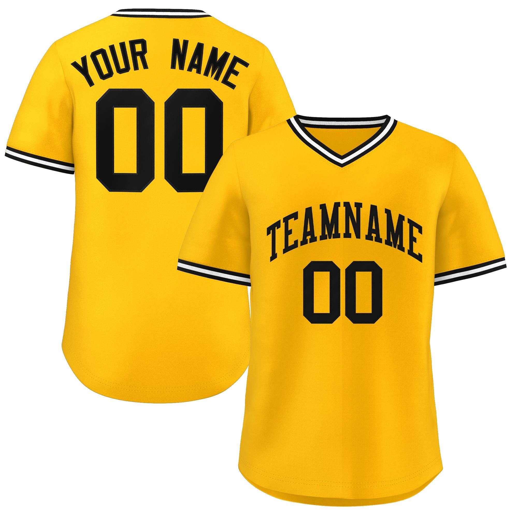 Maillot de baseball authentique personnalisé de style classique jaune et blanc