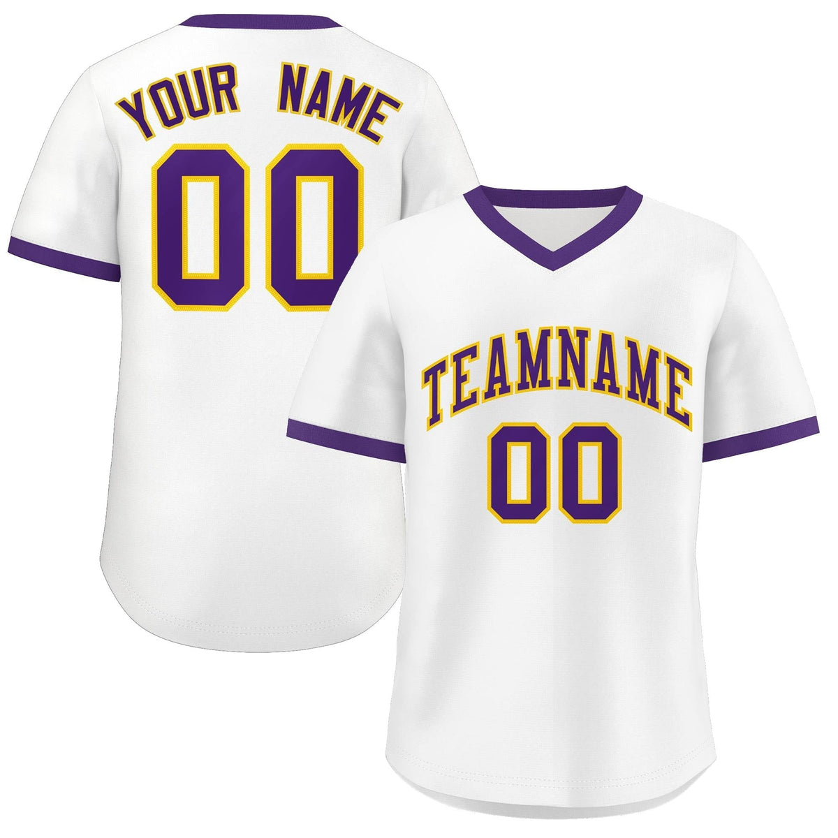 Custom White Purple Classic Style Outdoor Authentic Pullover Baseball Jersey