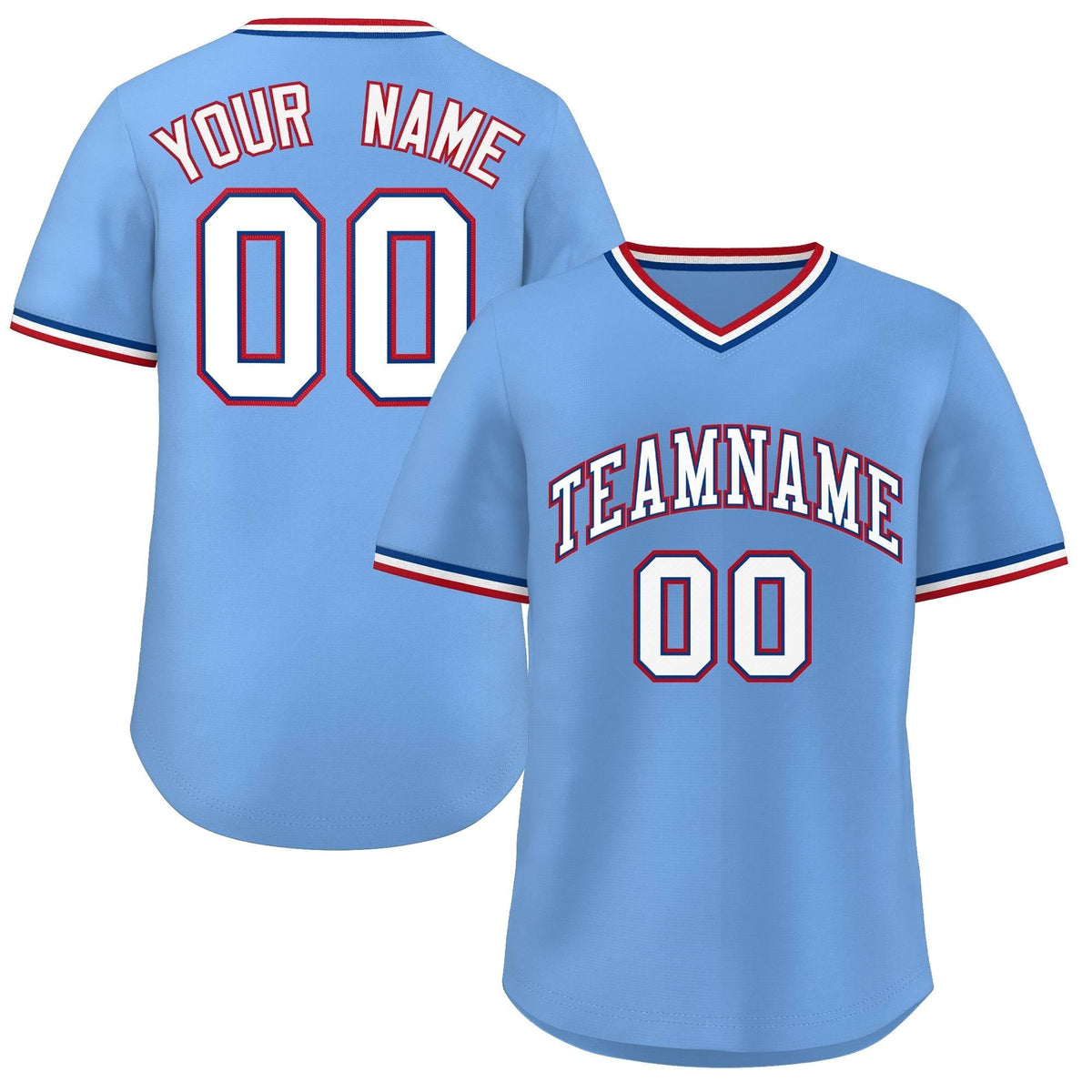 Custom Light Blue White Classic Style Outdoor Authentic Pullover Baseball Jersey