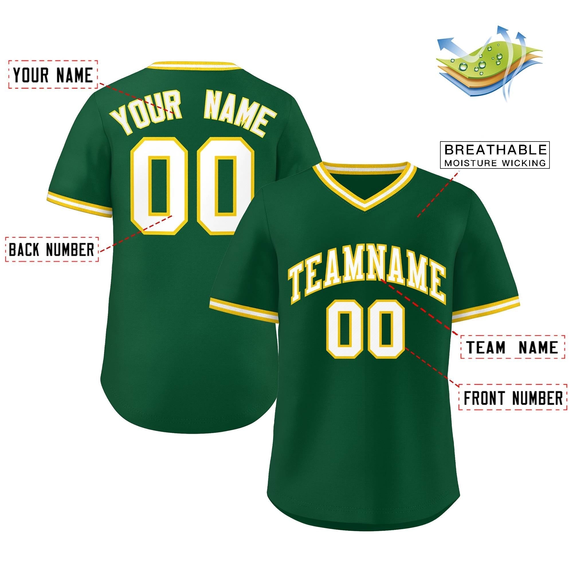 Maillot de baseball d'extérieur authentique, vert et blanc, style classique, personnalisé