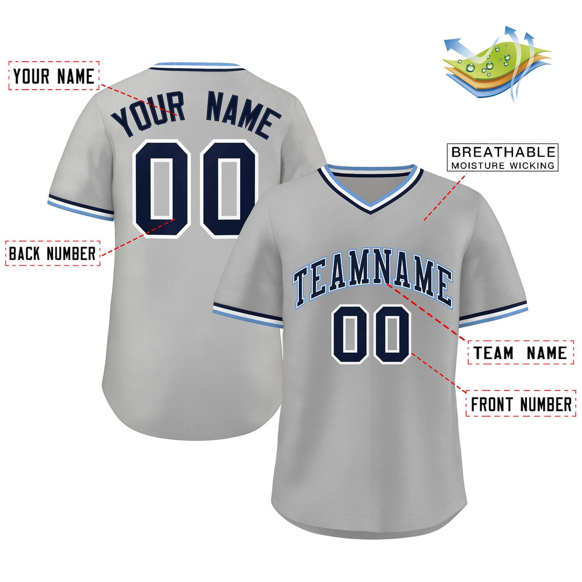 Custom Gray Royal Classic Style Outdoor Authentic Pullover Baseball Jersey