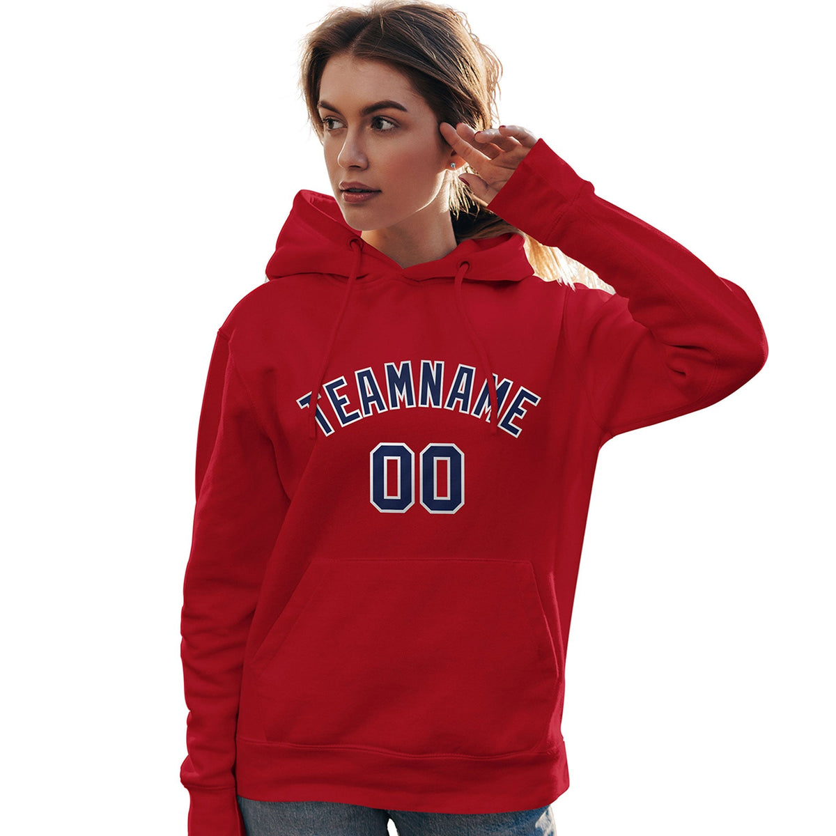 Custom Red Navy-White Classic Style Personalized Sport Pullover Hoodie| KXKSHOP
