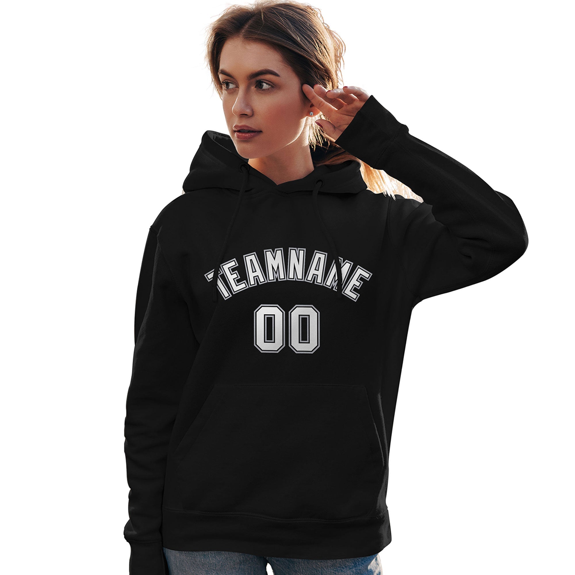Custom Black White-Gray Classic Style Personalized Sport Pullover Hoodie| KXKSHOP