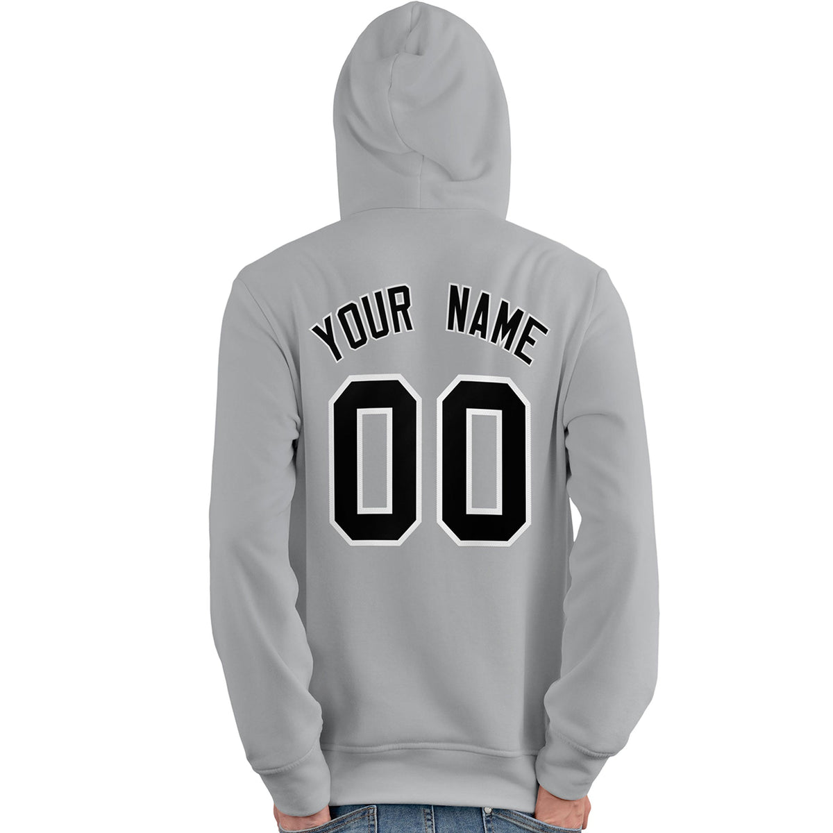 Custom Gray Black-White Classic Style Personalized Sport Pullover Hoodie| KXKSHOP