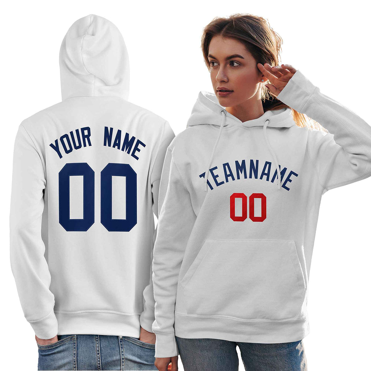 Custom White Navy-Red Classic Style Personalized Sport Pullover Hoodie| KXKSHOP