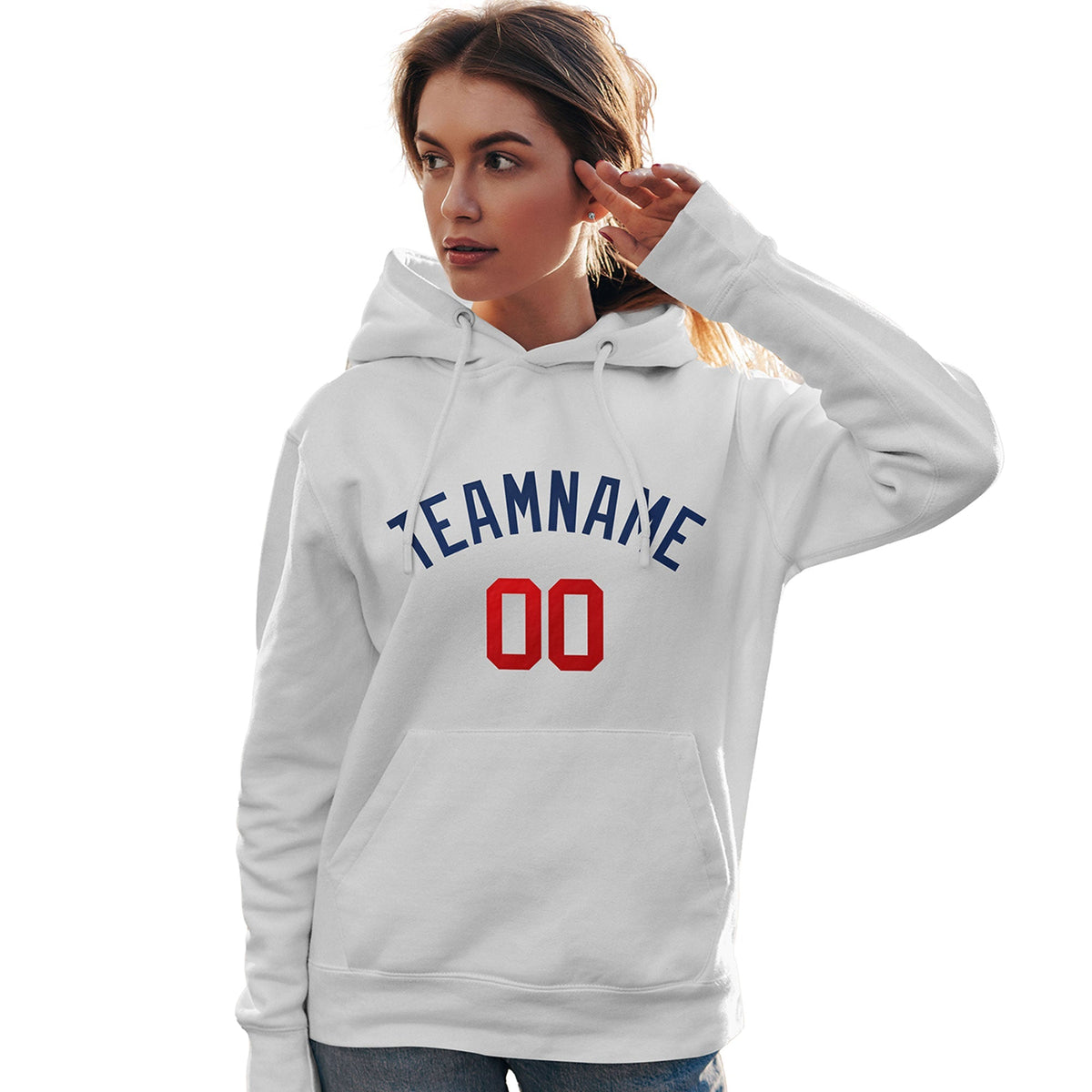Custom White Navy-Red Classic Style Personalized Sport Pullover Hoodie| KXKSHOP