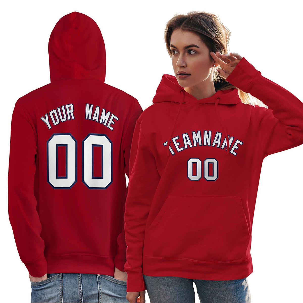 Custom Red Navy-White Classic Style Personalized Sport Pullover Hoodie| KXKSHOP