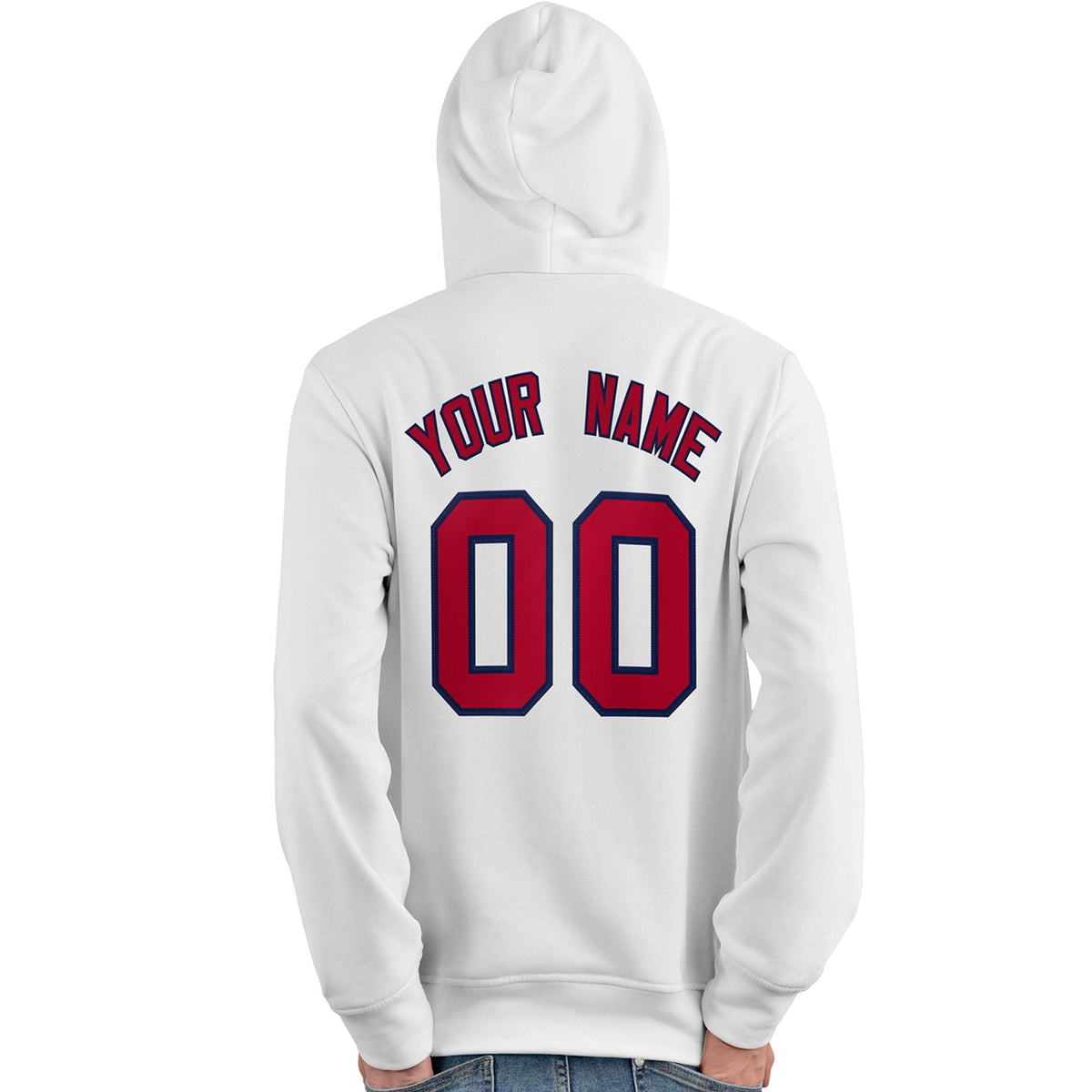 Custom White Red-Navy Classic Style Personalized Sport Pullover Hoodie| KXKSHOP