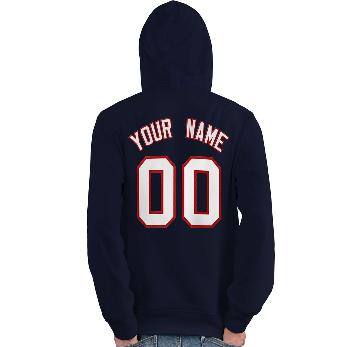 Custom Navy Red-White Classic Style Personalized Sport Pullover Hoodie| KXKSHOP