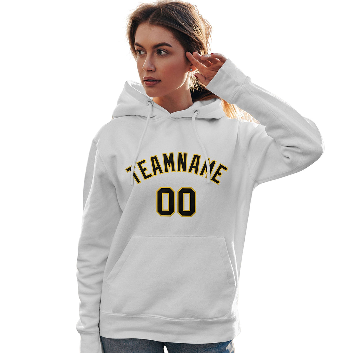 Custom White Gold-Black Classic Style Personalized Sport Pullover Hoodie| KXKSHOP