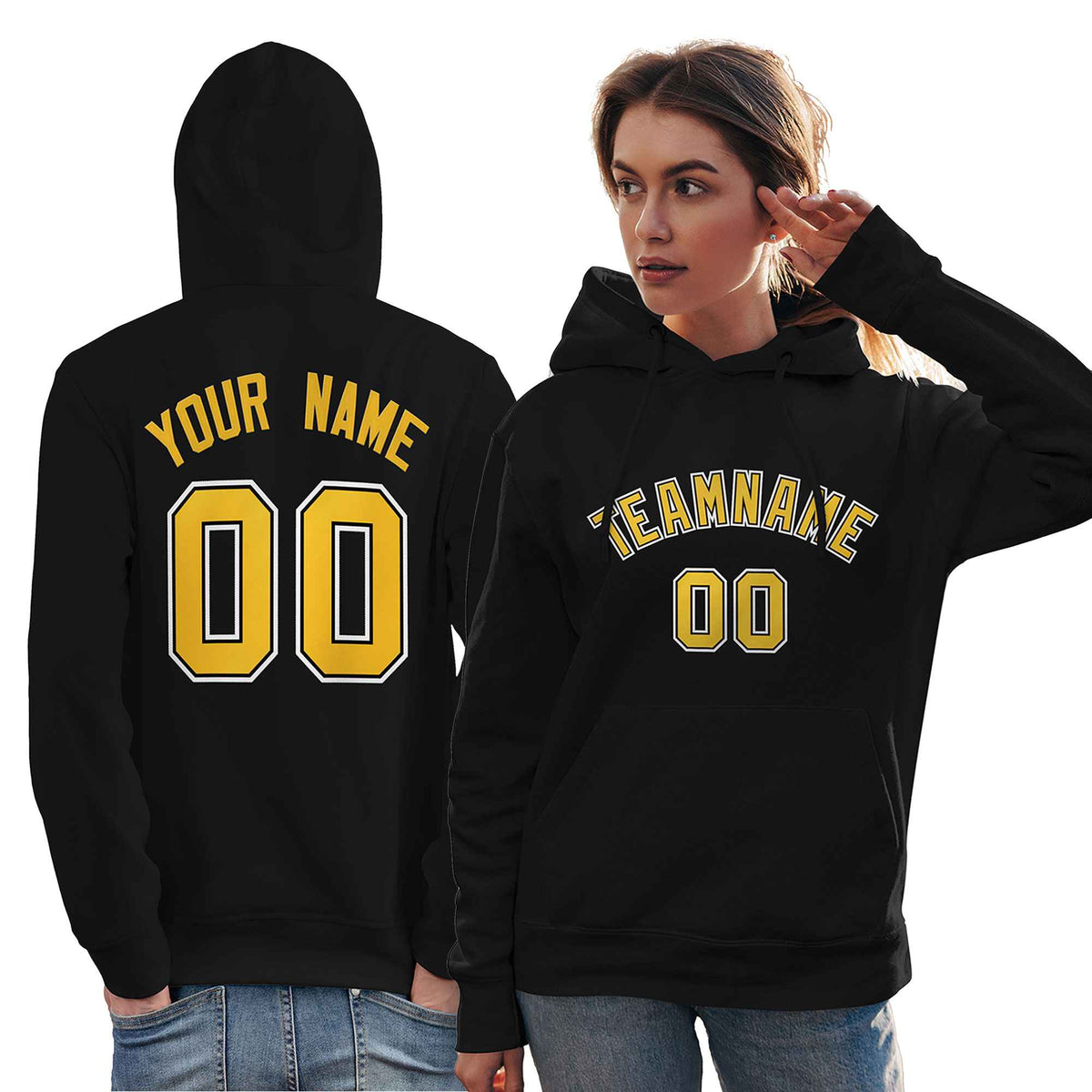 Custom Black Gold-White Classic Style Personalized Sport Pullover Hoodie| KXKSHOP