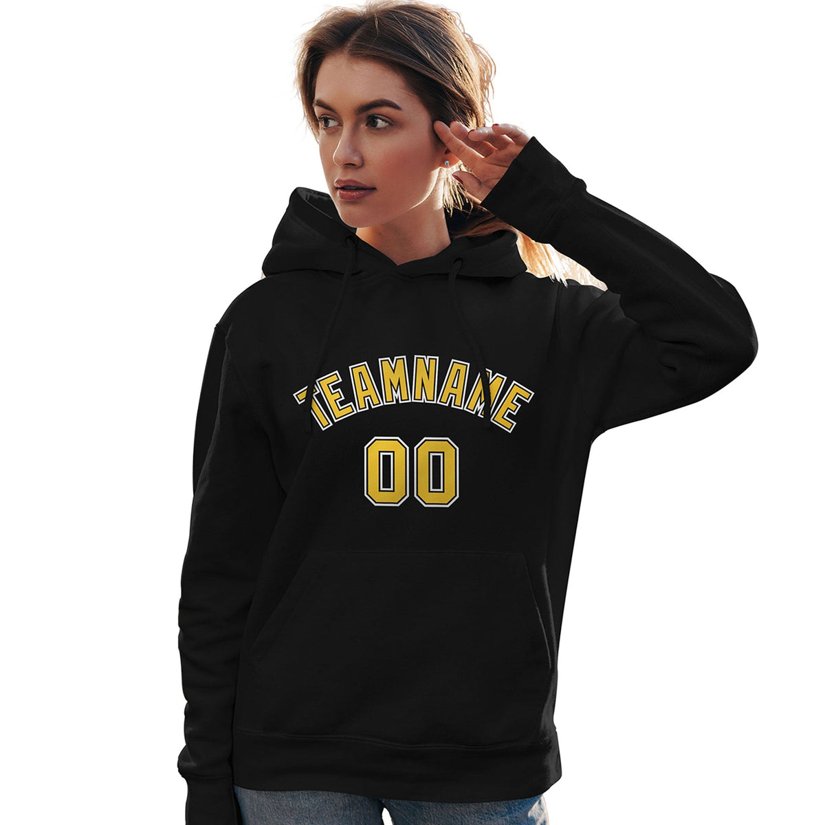 Custom Black Gold-White Classic Style Personalized Sport Pullover Hoodie| KXKSHOP