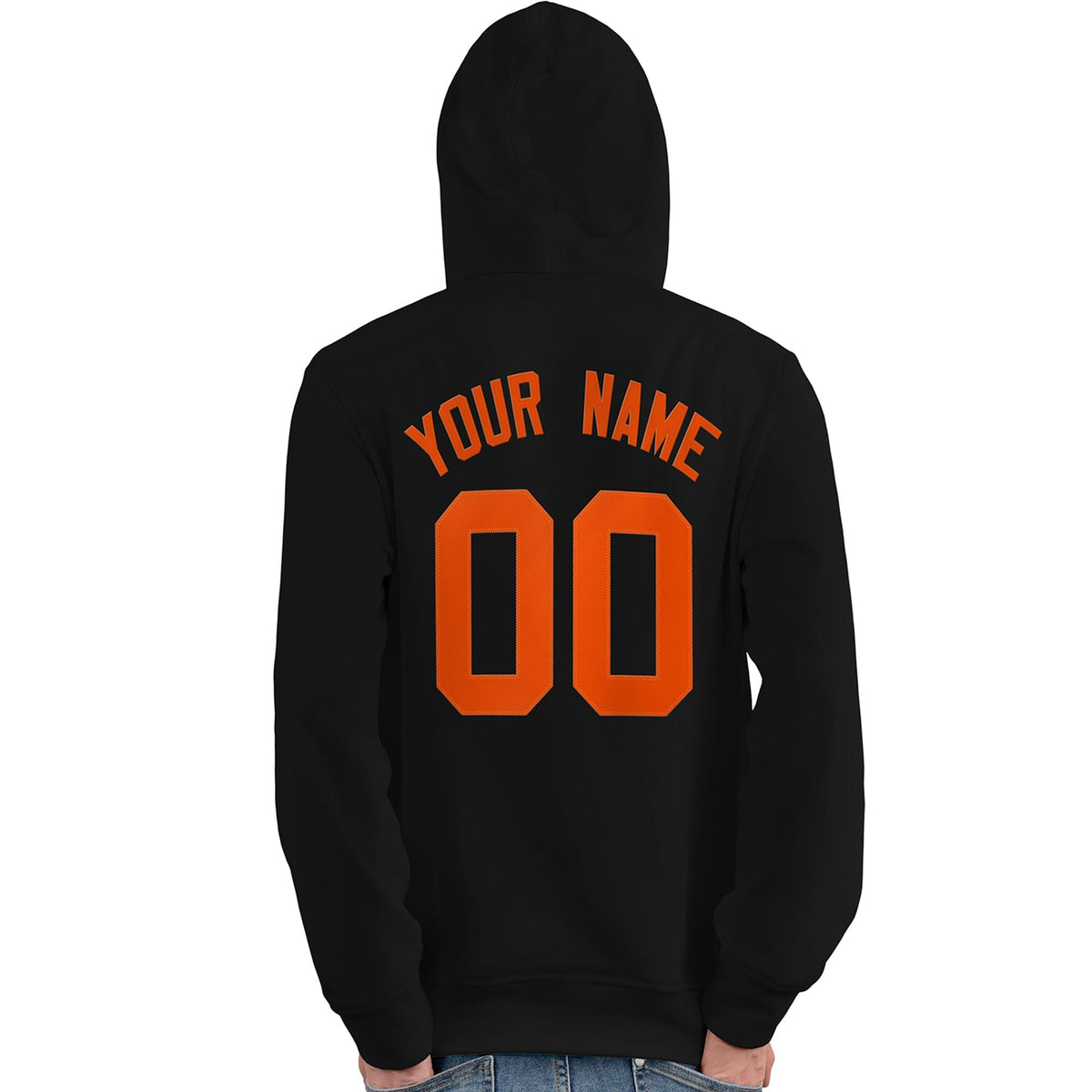 Custom Black Orange Classic Style Personalized Sport Pullover Hoodie| KXKSHOP