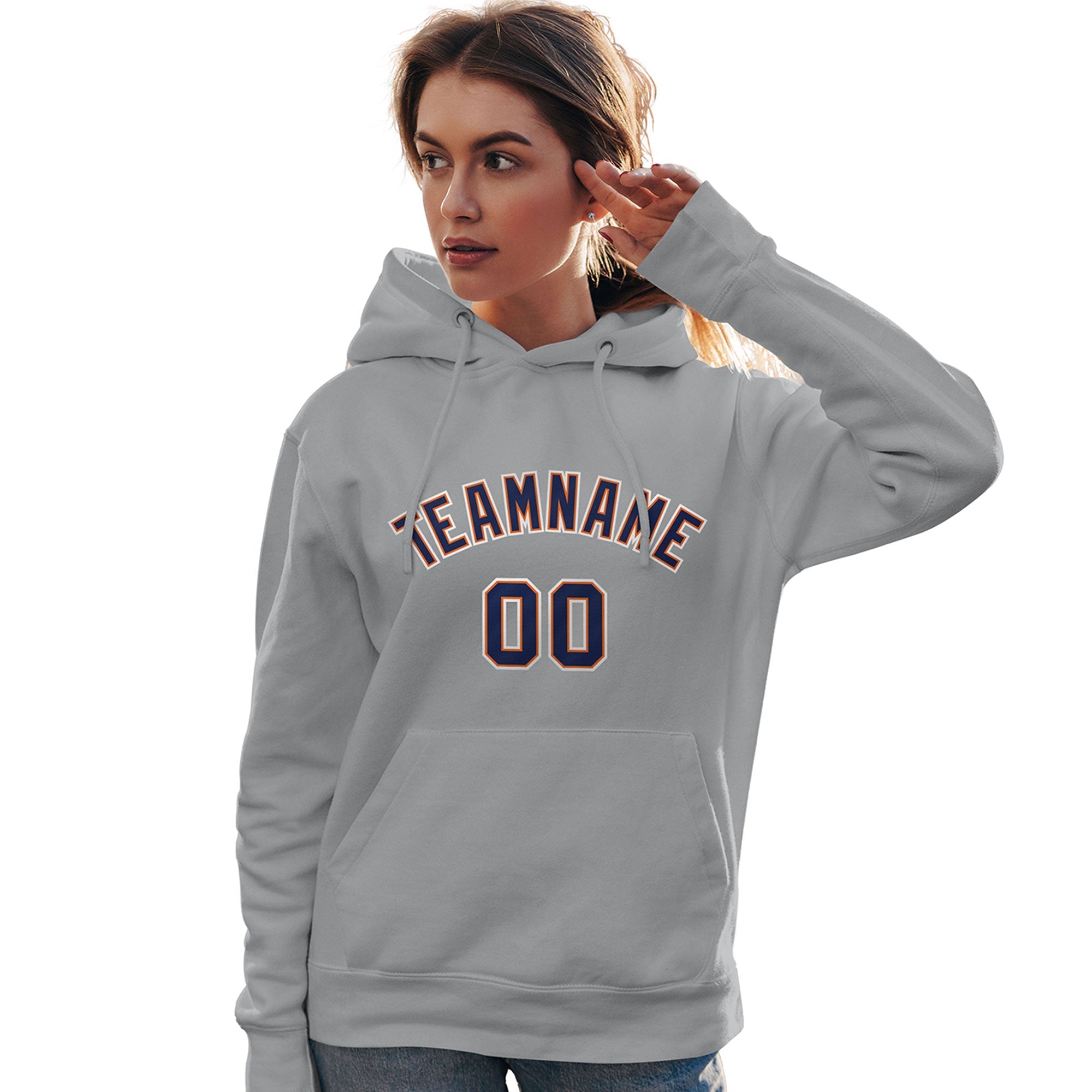 Custom Gray Royal-Orange Classic Style Personalized Sport Pullover Hoodie| KXKSHOP