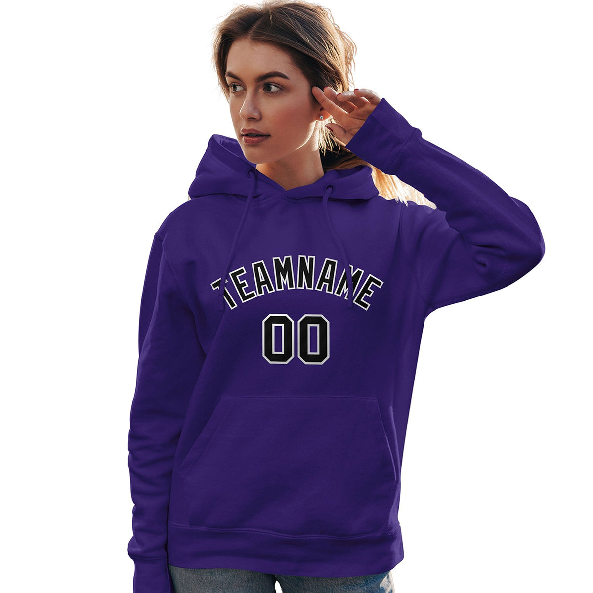Custom Purple Black-White Classic Style Personalized Sport Pullover Hoodie| KXKSHOP