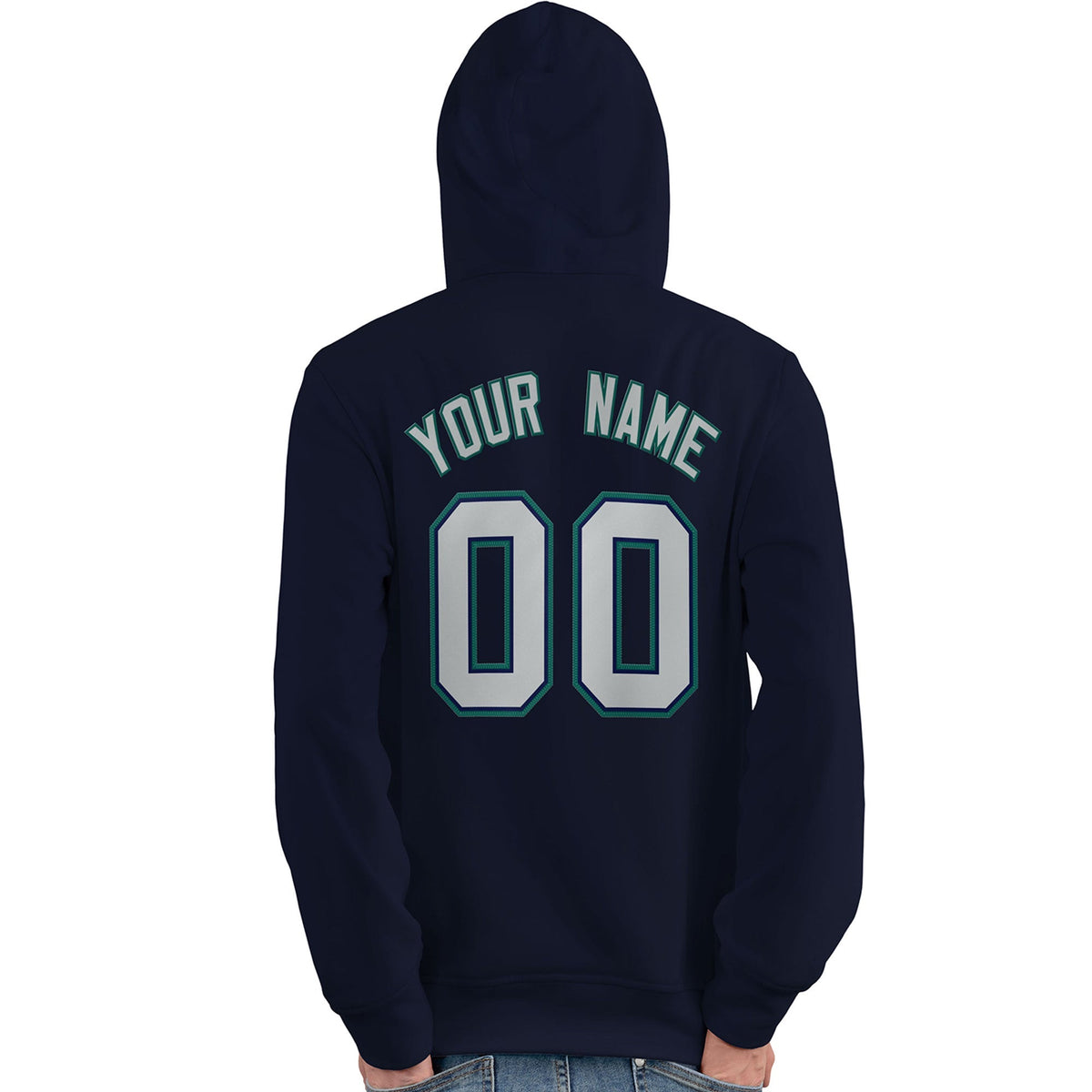 Custom Navy Gray-Aqua Classic Style Personalized Sport Pullover Hoodie| KXKSHOP