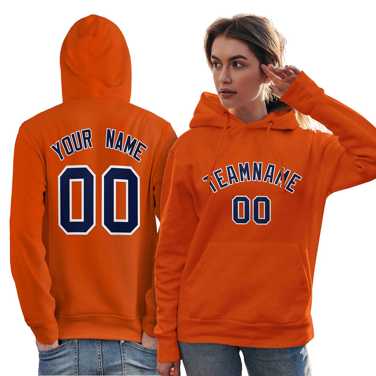Custom Orange Royal-White Classic Style Personalized Sport Pullover Hoodie| KXKSHOP