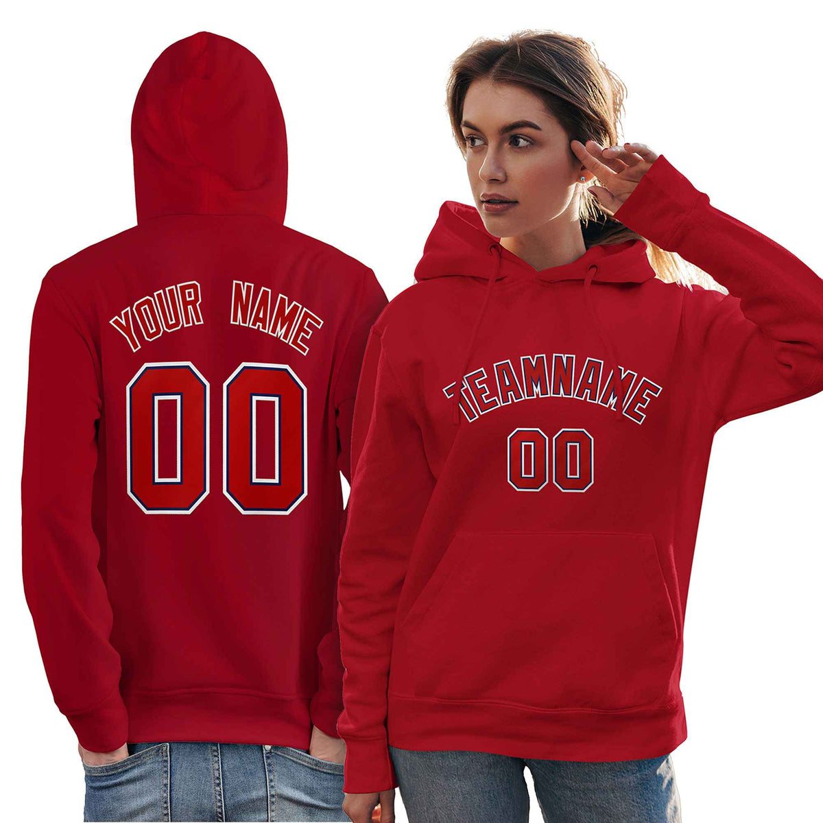 Custom Red Royal-White Classic Style Personalized Sport Pullover Hoodie| KXKSHOP