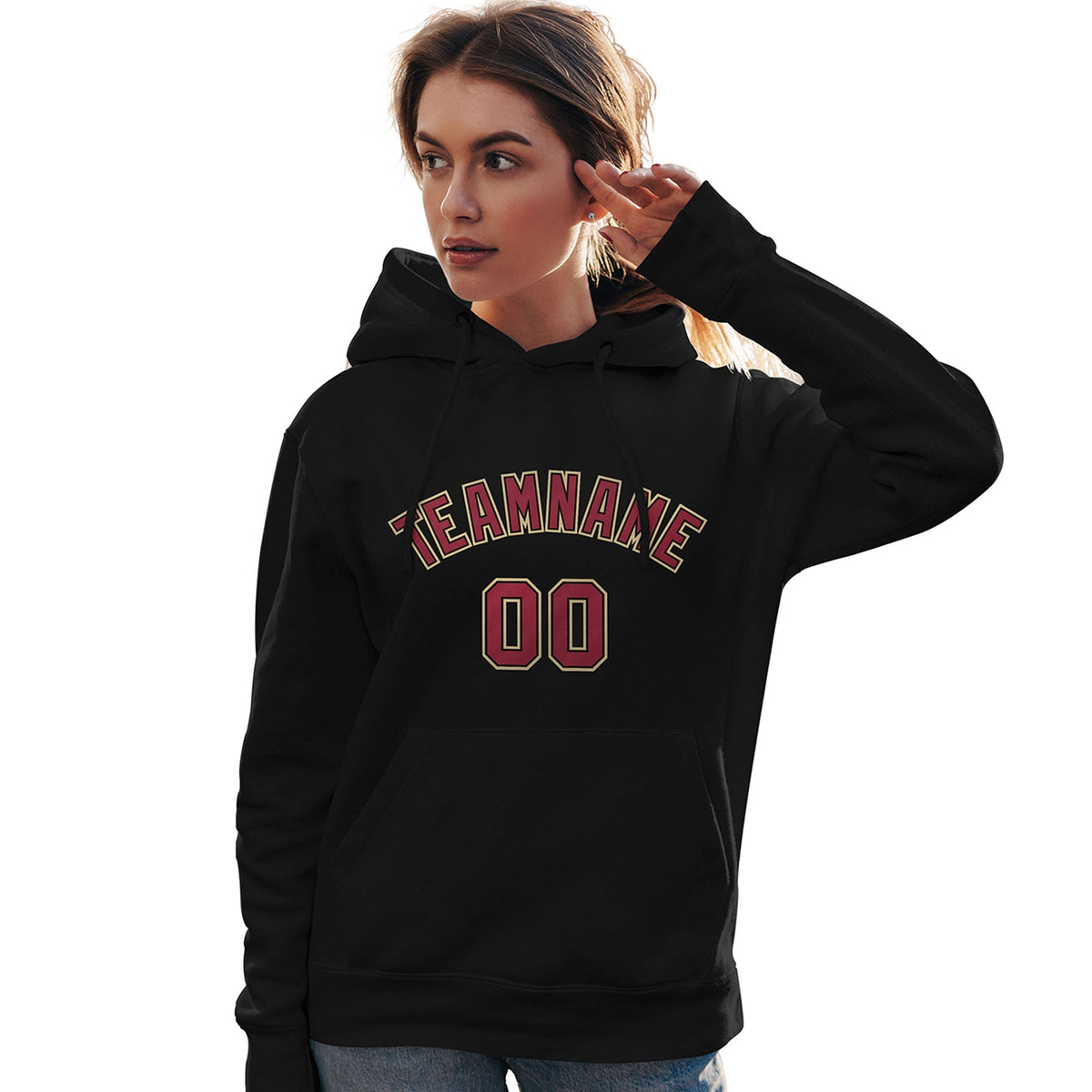 Custom Black Old Gold-Cardinal Classic Style Personalized Sport Pullover Hoodie| KXKSHOP