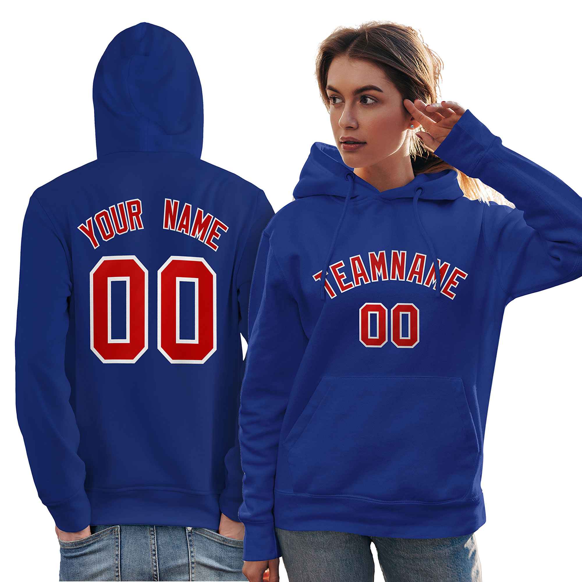 Custom Royal Red-White Classic Style Personalized Sport Pullover Hoodie| KXKSHOP