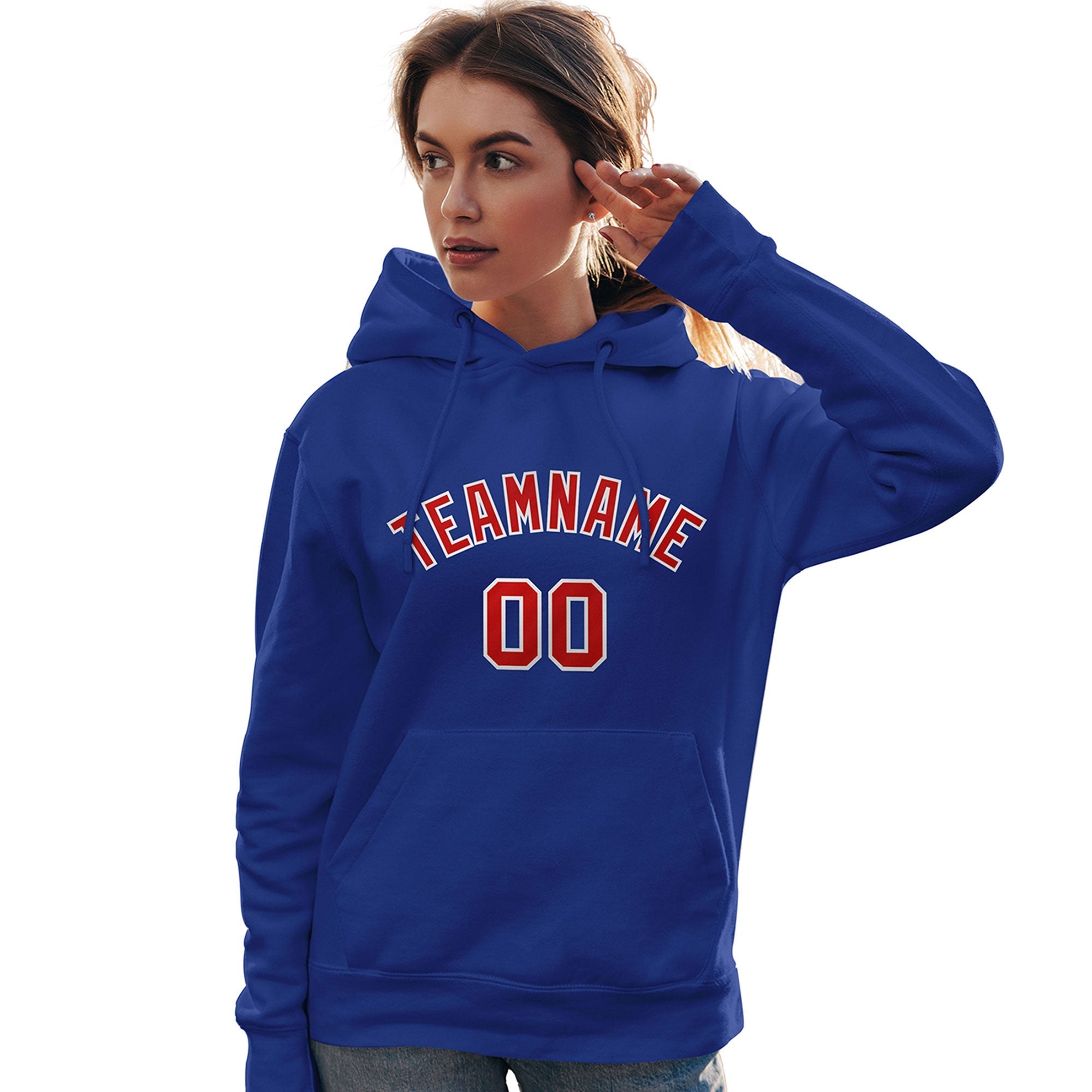 Custom Royal Red-White Classic Style Personalized Sport Pullover Hoodie| KXKSHOP