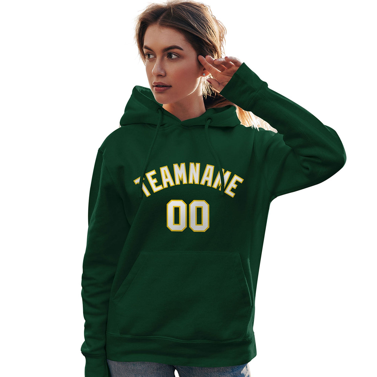 Custom Green White-Gold Classic Style Personalized Sport Pullover Hoodie| KXKSHOP