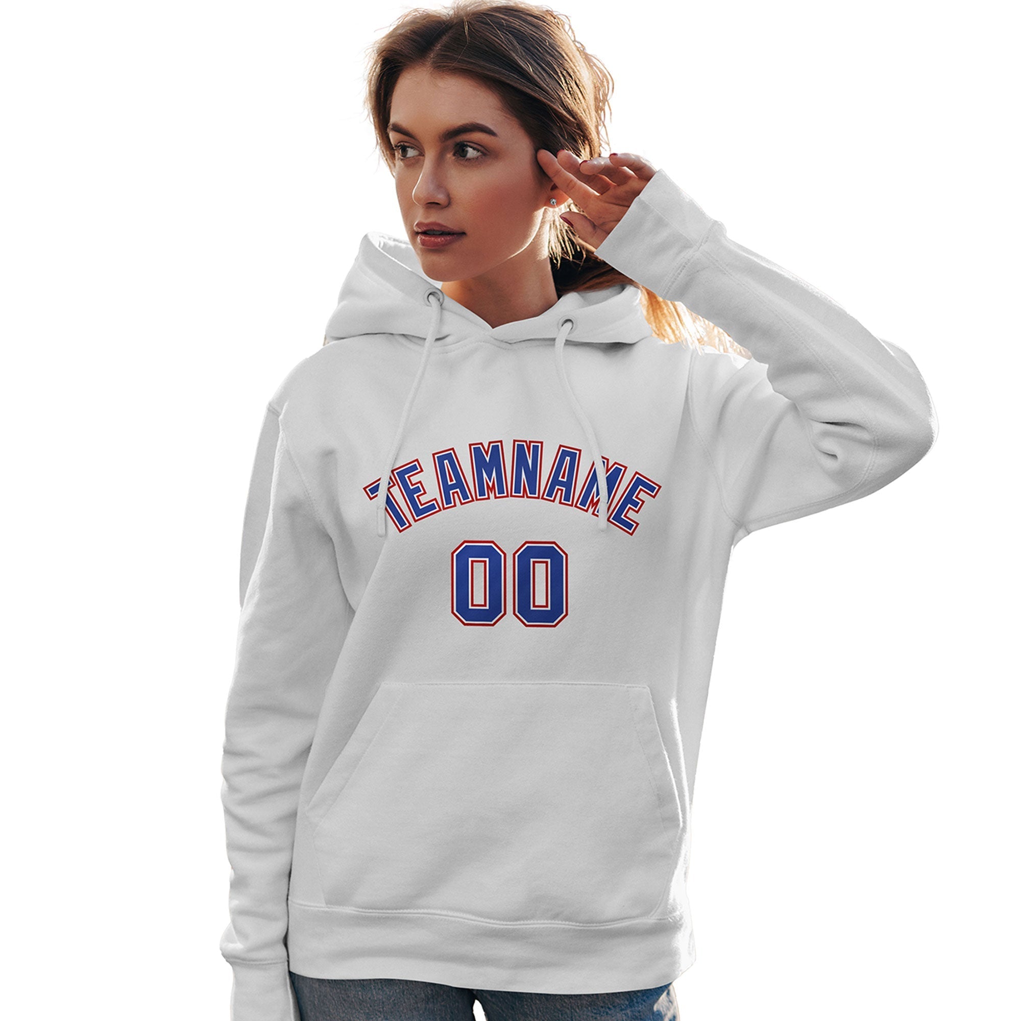 Custom White Royal-Red Classic Style Personalized Sport Pullover Hoodie| KXKSHOP