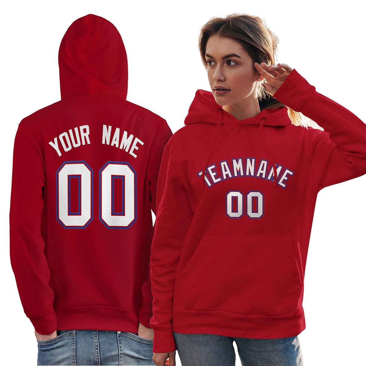 Custom Red White-Royal Classic Style Personalized Sport Pullover Hoodie| KXKSHOP