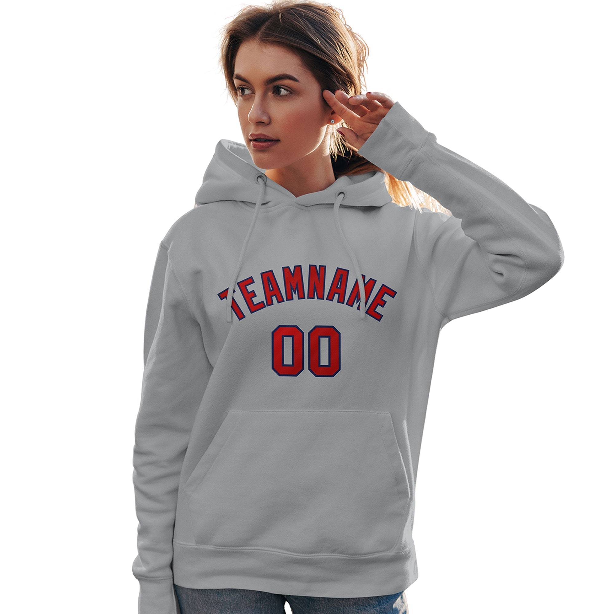 Custom Gray Red-Royal Classic Style Personalized Sport Pullover Hoodie| KXKSHOP