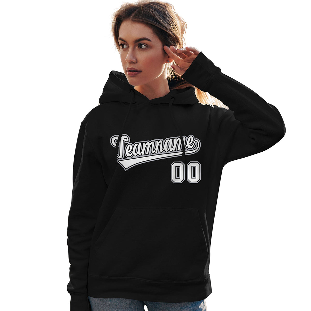 Custom Black White-Gray Classic Style Personalized Sport Pullover Hoodie| KXKSHOP