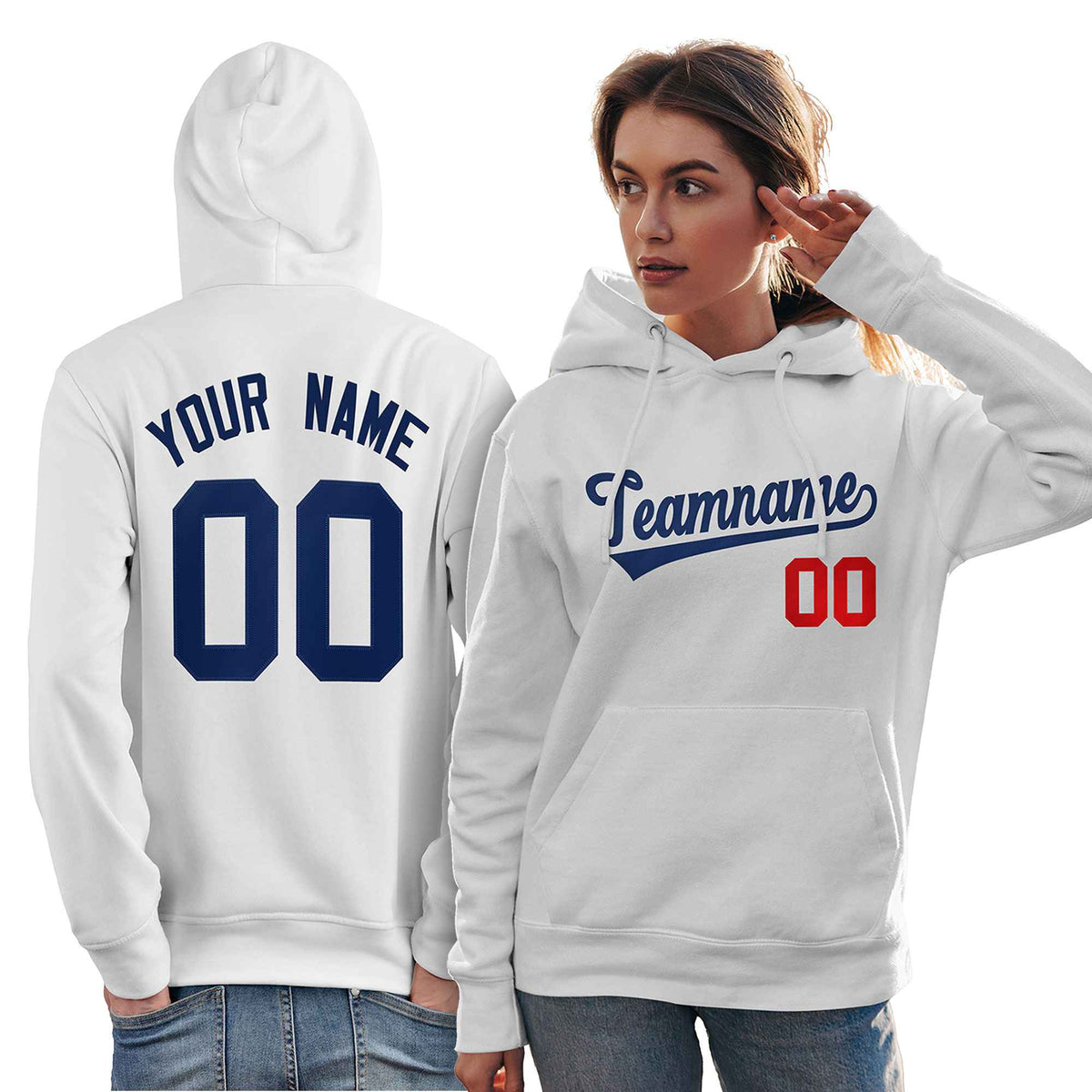 Custom White Navy-Red Classic Style Personalized Sport Pullover Hoodie| KXKSHOP