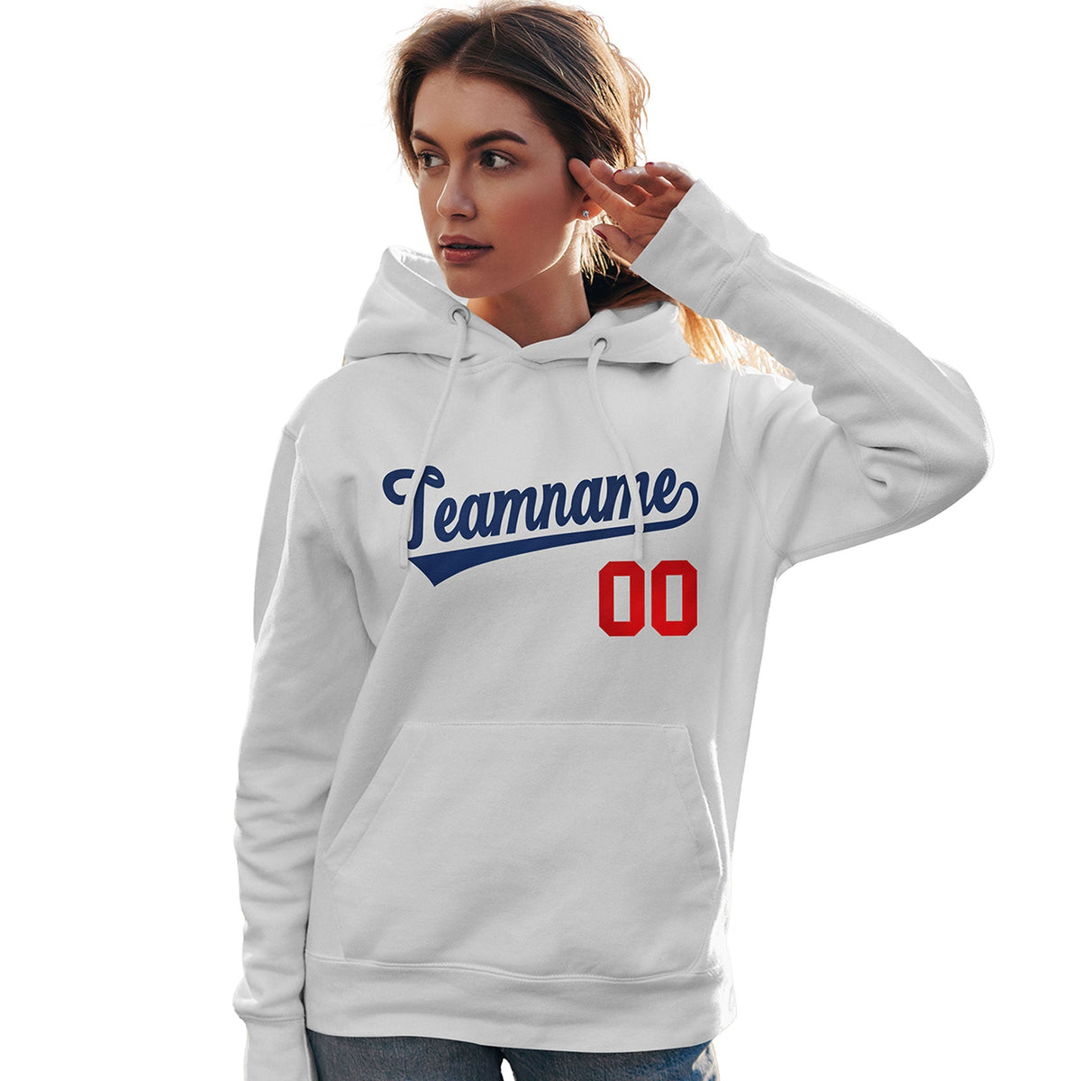 Custom White Navy-Red Classic Style Personalized Sport Pullover Hoodie| KXKSHOP
