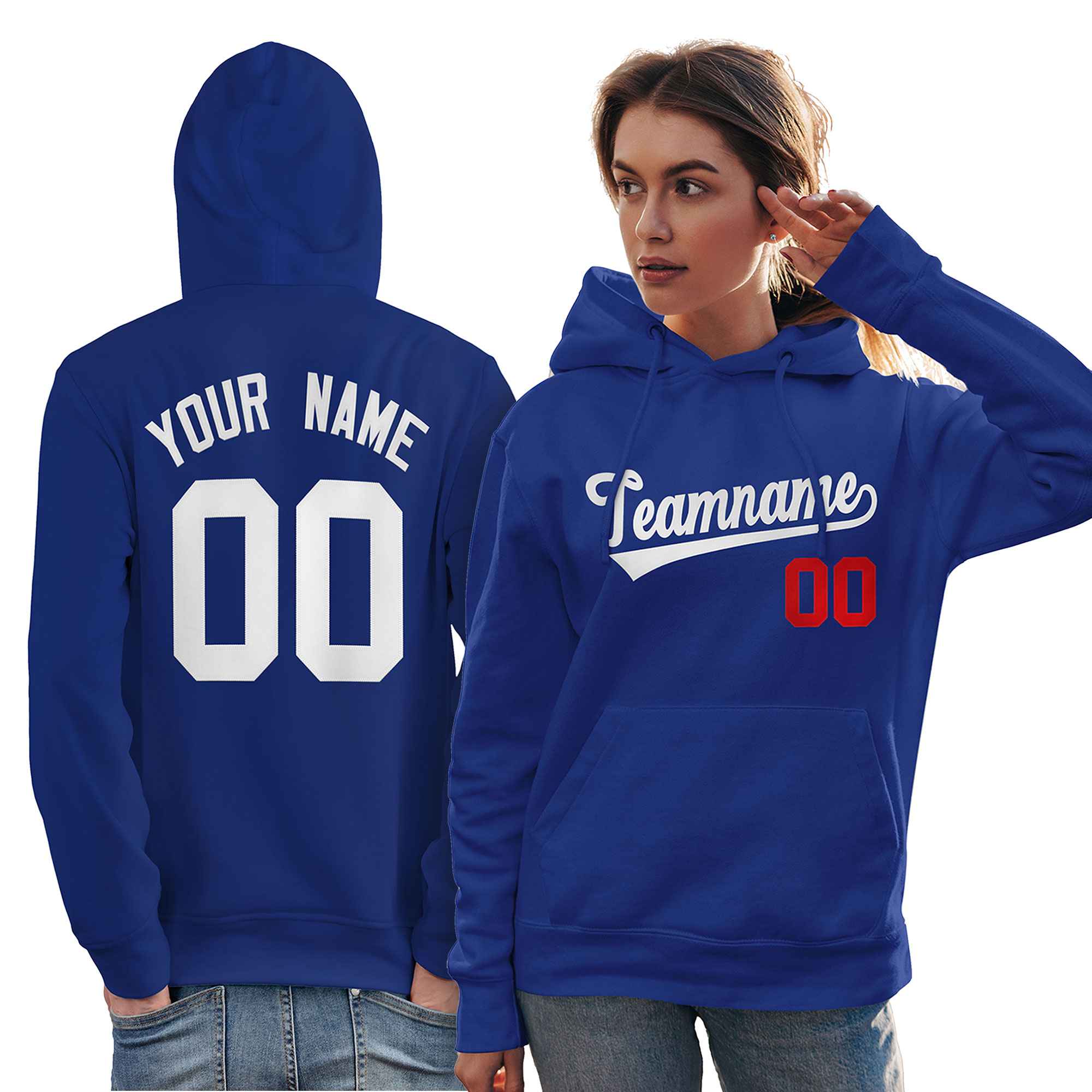 Custom Royal White-Red Classic Style Personalized Sport Pullover Hoodie| KXKSHOP