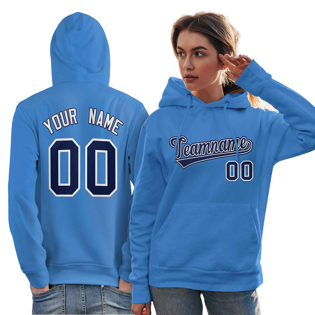 Custom Light Blue Royal-White Classic Style Personalized Sport Pullover Hoodie| KXKSHOP
