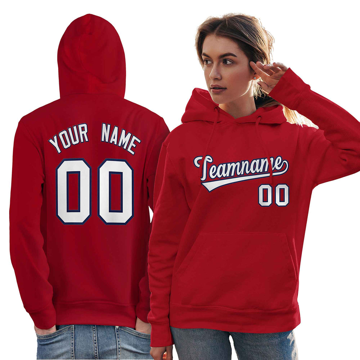 Custom Red Navy-White Classic Style Personalized Sport Pullover Hoodie| KXKSHOP